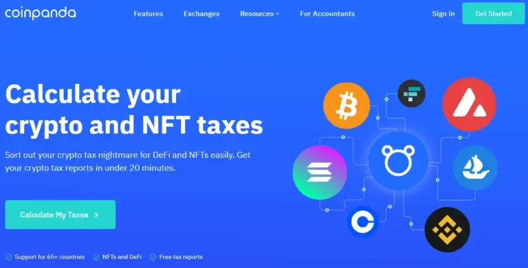 coinpanda best crypto tax software homepage screenshot